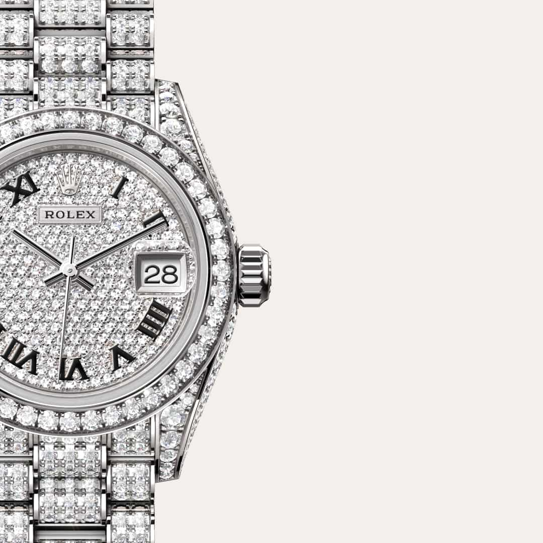 Rolex Lady-Datejust腕錶18K白色黃金，錶殼兩側及錶耳鑲鑽石款，M279459RBR-0001 - 歐洲坊
